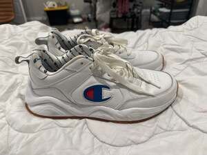 Champion 93Eighteen Big C White Leather Chunky Sneakers with Gum Sole